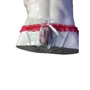 *Sissy*Gay*Thong*Pouch *Medium*Femboy*Cosplay*White/Red Lace Trim*New